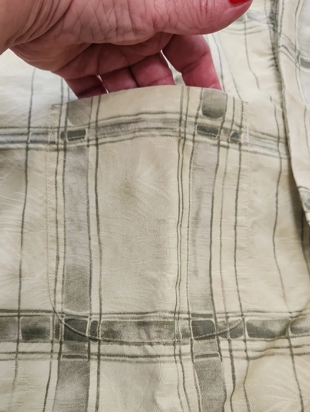 Tommy Bahama Vintage 100% Silk Plaid Palm Tree Border Print Camp Shirt M - Picture 7 of 16